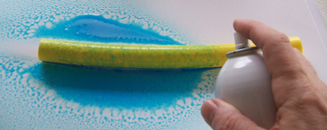 Blue spray demo.